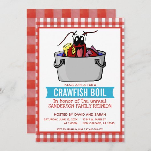 キュートクロウフィッシュ沸騰ファミリー懇親会シーフードパーティー 招待状 (正面/裏面)