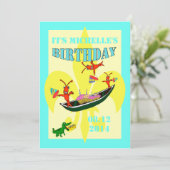 キュートクロフィッシュアリゲーターピログ誕生日 招待状 (スタンド正面)