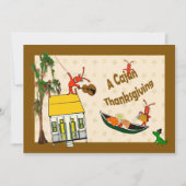 キュートクロフィッシュアンドリゲーターケージャン感謝祭 招待状 (正面)