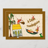 キュートクロフィッシュアンドリゲーターケージャン感謝祭 招待状 (正面/裏面)