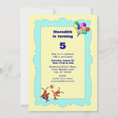 キュートクロフィッシュロブスタープールパーティーチャイルドブルー 招待状 (裏面)