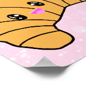 キュートクロワッサンボンジュールパリベーカリーカフェピンク ポスター (角)