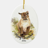 キュートクーガーマウンテンライオンキャットキットファイアー引用文 セラミックオーナメント (正面)