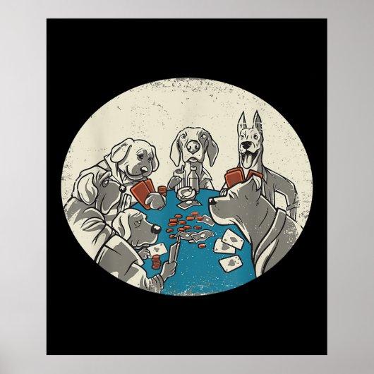 キュートクールドッグトランプトランプのポーカーテキサス州ホールデム ポスター (正面)