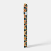 キュートクール光沢オレンジブルーレトロ花 iPhone 15ケース (左側面)