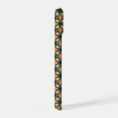 キュートクール光沢オレンジブルーレトロ花 iPhone 15ケース (右側面)