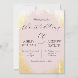 キュートグライエローパステルエレガントピンク結婚ズ 招待状