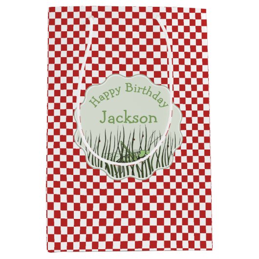 キュートグラスパーバグテーマカスタム誕生日 ミディアムペーパーバッグ (正面)