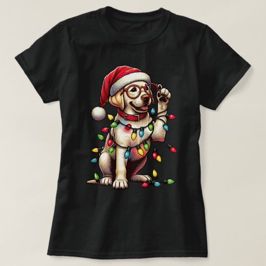 キュートグラスラブラドールリトリエバーサンタクリスマスドゥ Tシャツ (デザイン正面)