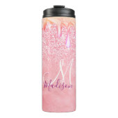 キュートグラデーションバラ金ゴールドフェイクグリッタードリップモノグラム タンブラー (正面)