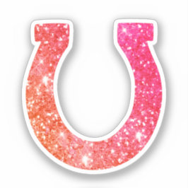 キュートグラムコーガーリーラルピンクグリッター蹄鉄 シール