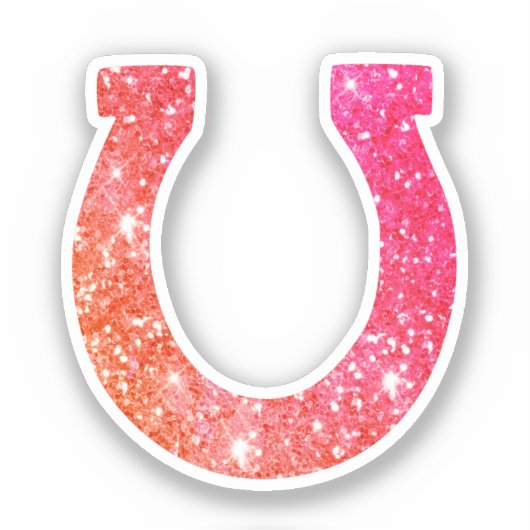 キュートグラムコーガーリーラルピンクグリッター蹄鉄 シール (正面)