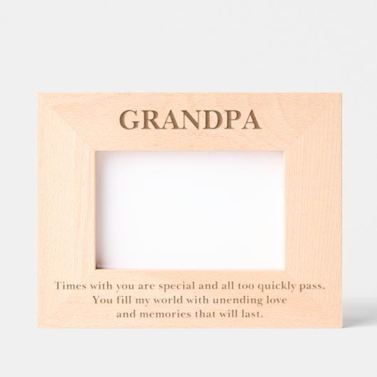 キュートグランドパ引用文カスタムウッド写真フレーム レーザー彫刻フレーム (正面)