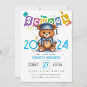 キュートグラードベアー幼稚園卒業招待状 招待状 (正面)