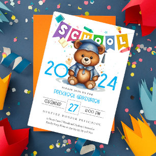 キュートグラードベアー幼稚園卒業招待状 招待状