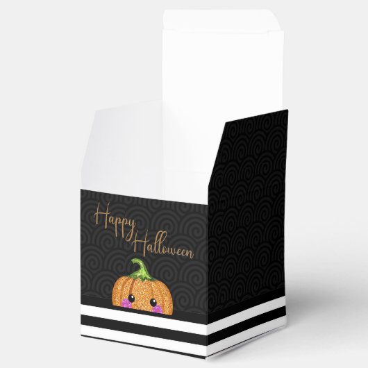 キュートグリッターオレンジハッピーハローウィンパーティー フェイバーボックス (オープン)