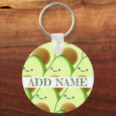 キュートグリーンアボカドオールオーバースケッチ名前をカスタムする キーホルダー (正面)