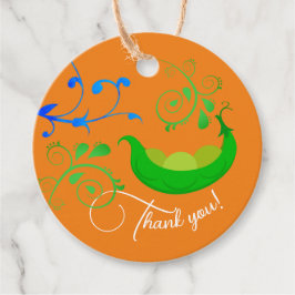 キュートグリーンオレンジピーポッド三つ子植物学感謝してい フェイバータグ