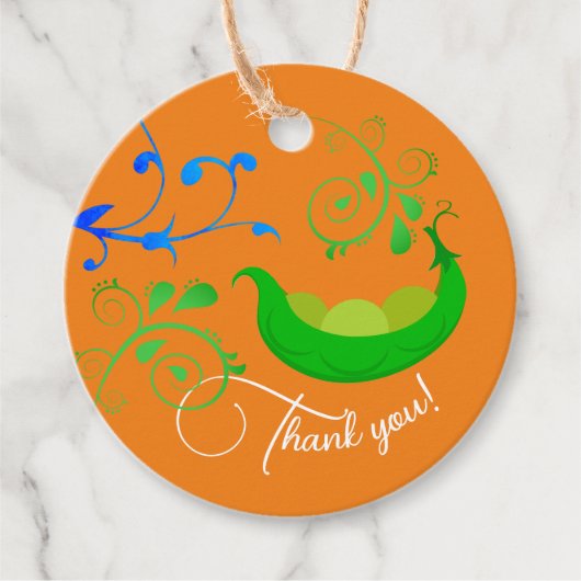 キュートグリーンオレンジピーポッド三つ子植物学感謝してい フェイバータグ (正面)