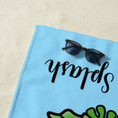 キュートグリーンカエルデザイン ビーチタオル (インサイチュ)