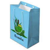 キュートグリーンカエルデザイン ミディアムペーパーバッグ (裏面アングル)