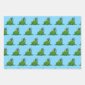 キュートグリーンカエルデザイン ラッピングペーパーシート (正面2)