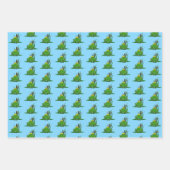 キュートグリーンカエルデザイン ラッピングペーパーシート (正面)