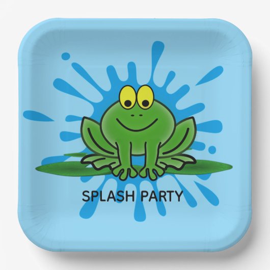 キュートグリーンカエル紙プレート ペーパープレート (正面)
