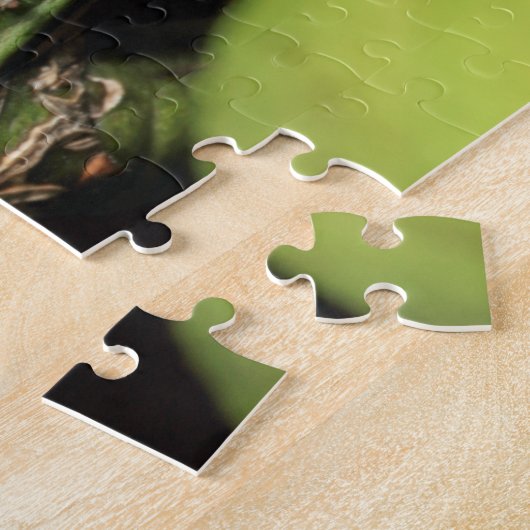 キュートグリーンガーデンアノールリザード自然野生生物 ジグソーパズル (側面)