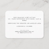 キュートグリーンキャットラインスケッチペットシッタードッグウォーカー 名刺 (裏面)