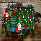 キュートグリーンクリスマスパーティーサンタ&雪だるま 招待状