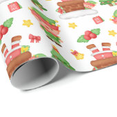 キュートグリーンクリスマス小妖精や小人 ラッピングペーパー (ロールコーナー)