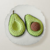 キュートグリーンコテージコアクロチェットアボカドモノグラム ラウンドクッション (正面)