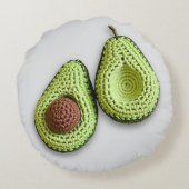 キュートグリーンコテージコアクロチェットアボカドモノグラム ラウンドクッション (裏面)