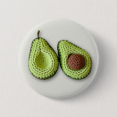 キュートグリーンコテージコアクロチェットアボカドモノグラム 缶バッジ (正面)