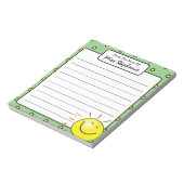 キュートグリーンサンシャインスマイル顔from先生 ノートパッド (回転)