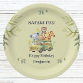 キュートグリーンジャングルアニマルサファリ誕生日 ペーパープレート