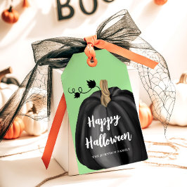 キュートグリーンスクリプトカボチャハッピーハローウィン ギフトタグ