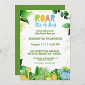 キュートグリーンダウズボーイズベビーシャワー招待状 招待状 (正面/裏面)