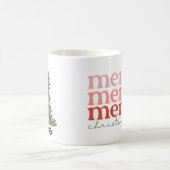 キュートグリーンツリーレックスディーノメリークリスマス コーヒーマグカップ (中央)