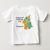 キュートグリーンディノ誕生日ベビーTシャツ ベビーTシャツ (正面)