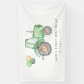 キュートグリーントラクター誕生日 横断幕 (縦)