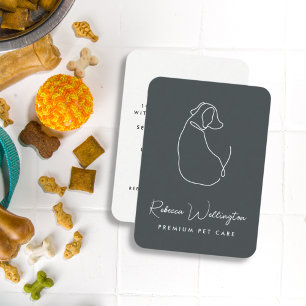 キュートグリーンドッグラインスケッチペットシッタードッグウォーカー 名刺