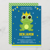 キュートグリーンフロッグ子供の誕生日パーティの招待状 招待状 (正面/裏面)