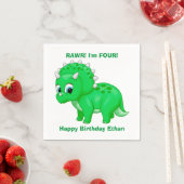 キュートグリーンベビートリケラトプス恐竜 スタンダードカクテルナプキン (インサイチュ)