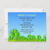 キュートグリーンポニーズセントパトリックのデイホース誕生日 招待状 (裏面)