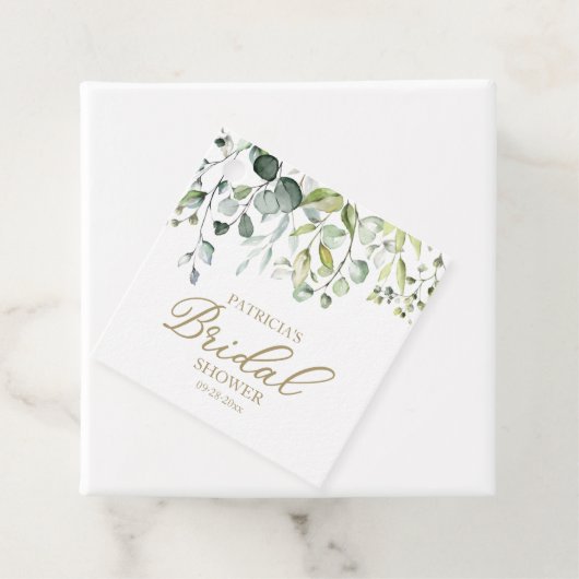 キュートグリーンユーカリプトゥスウォーターカラーブライダルシャワー フェイバータグ (インサイチュ)