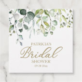 キュートグリーンユーカリプトゥスウォーターカラーブライダルシャワー フェイバータグ (正面)