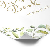 キュートグリーンユーカリプトゥスゲストブックサイン ポスター (角)