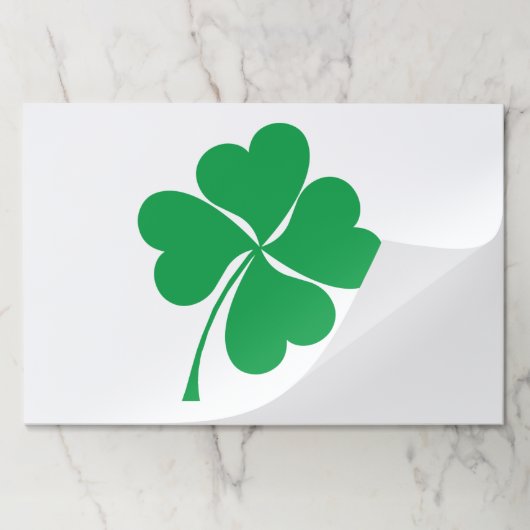キュートグリーンラッキー4葉ハートクローバーランチョンマット ペーパーパッド (折り畳み)